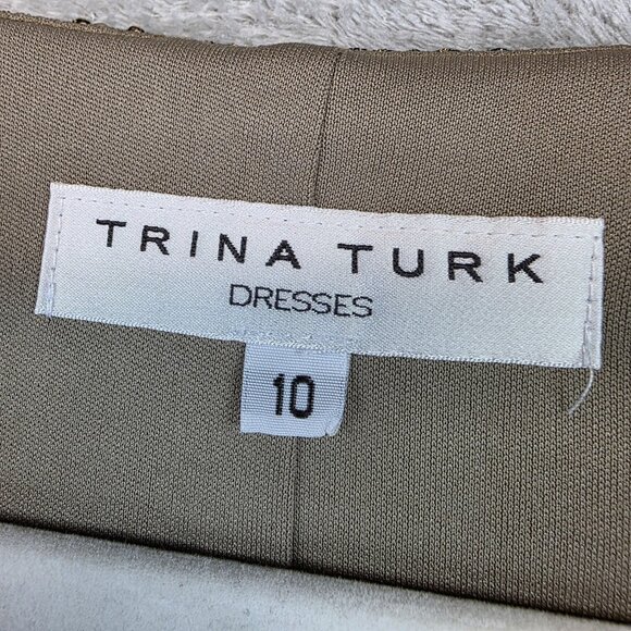 Trina Turk Dress Womens 10 Gold Sequin Blouson V Neck Dolman Sleeve Short Party - Picture 3 of 13